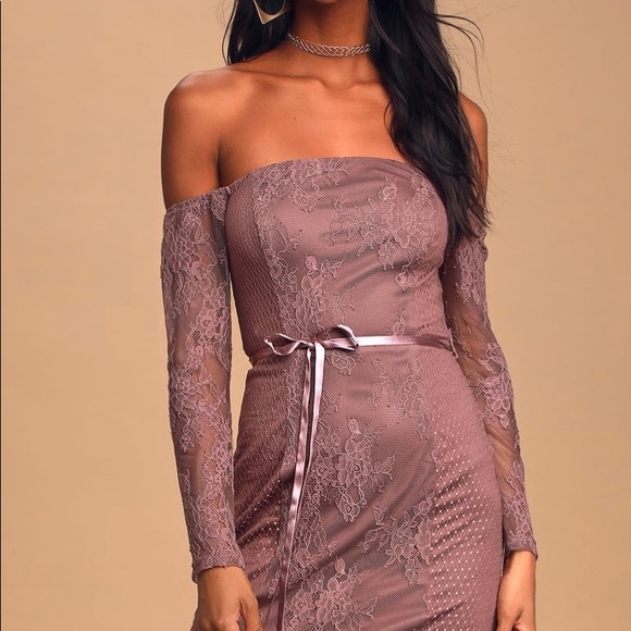 NWT Dusty purple lace off the shoulder mini dress - Picture 2 of 7